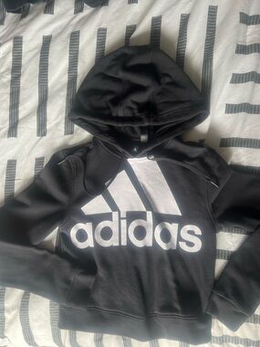 Adidas cropped black hoodie